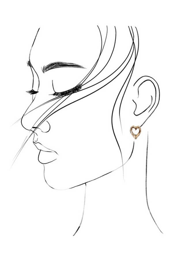 BOW HEART CHARM STUD EARRINGS SET