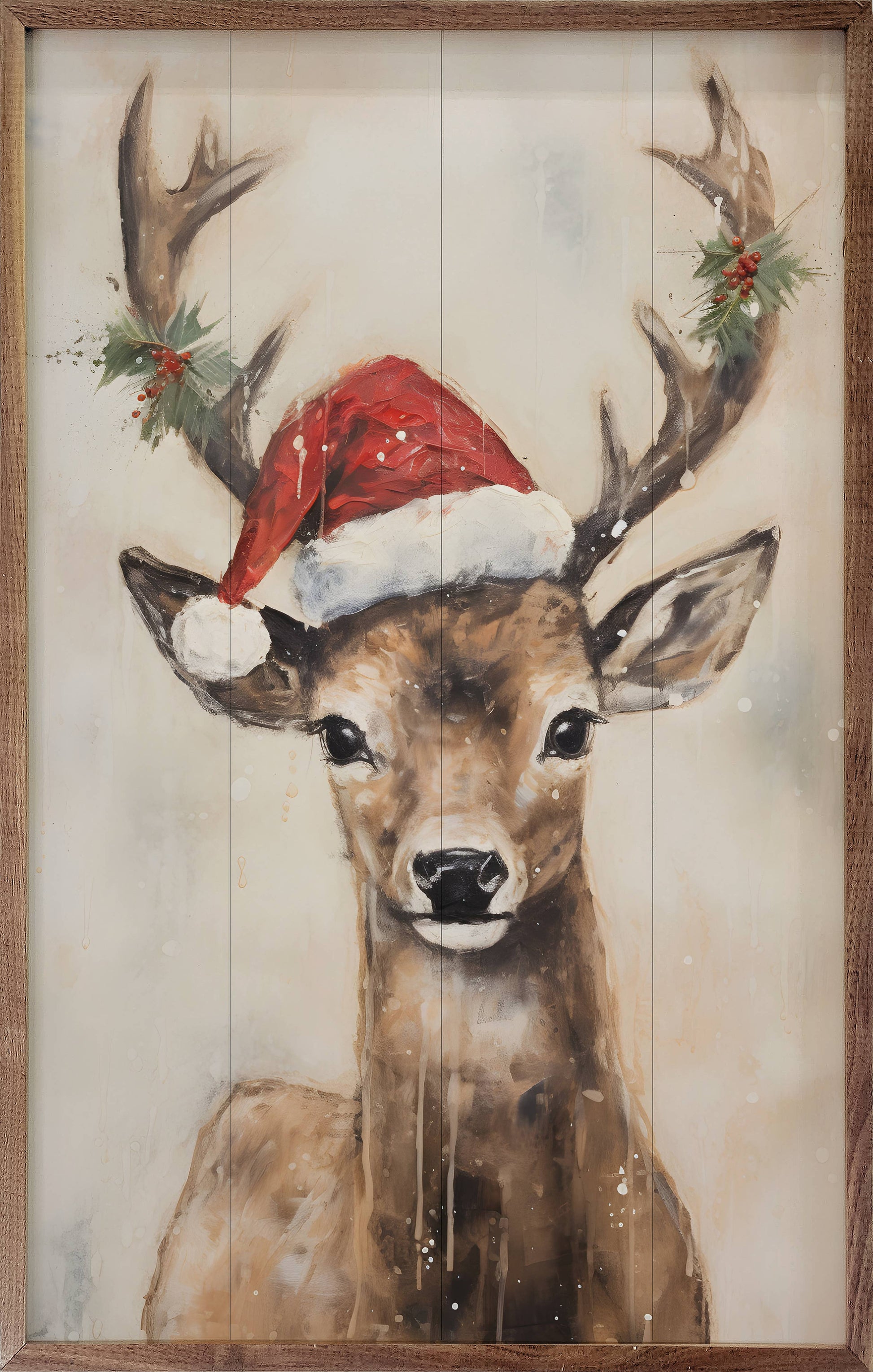Reindeer With Hat By Petals Prints Design 10x16