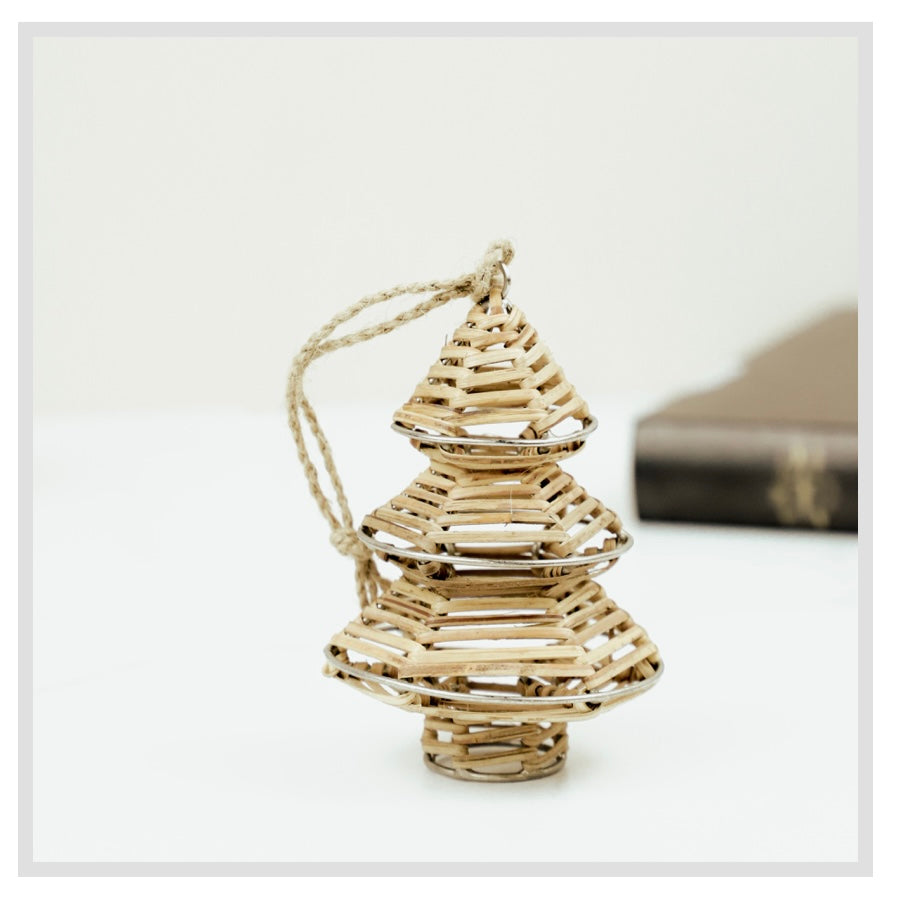 4.5" RATTAN TREE ORNAMENT