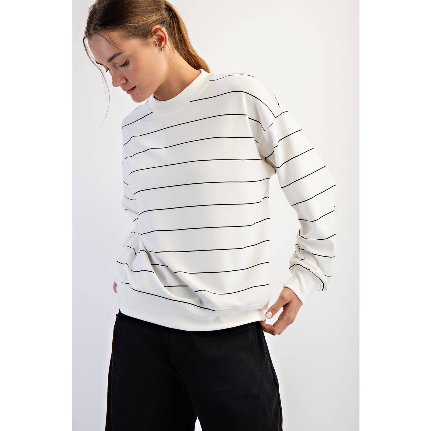 MODAL SCUBA STRIPE CREW NECK TOP
