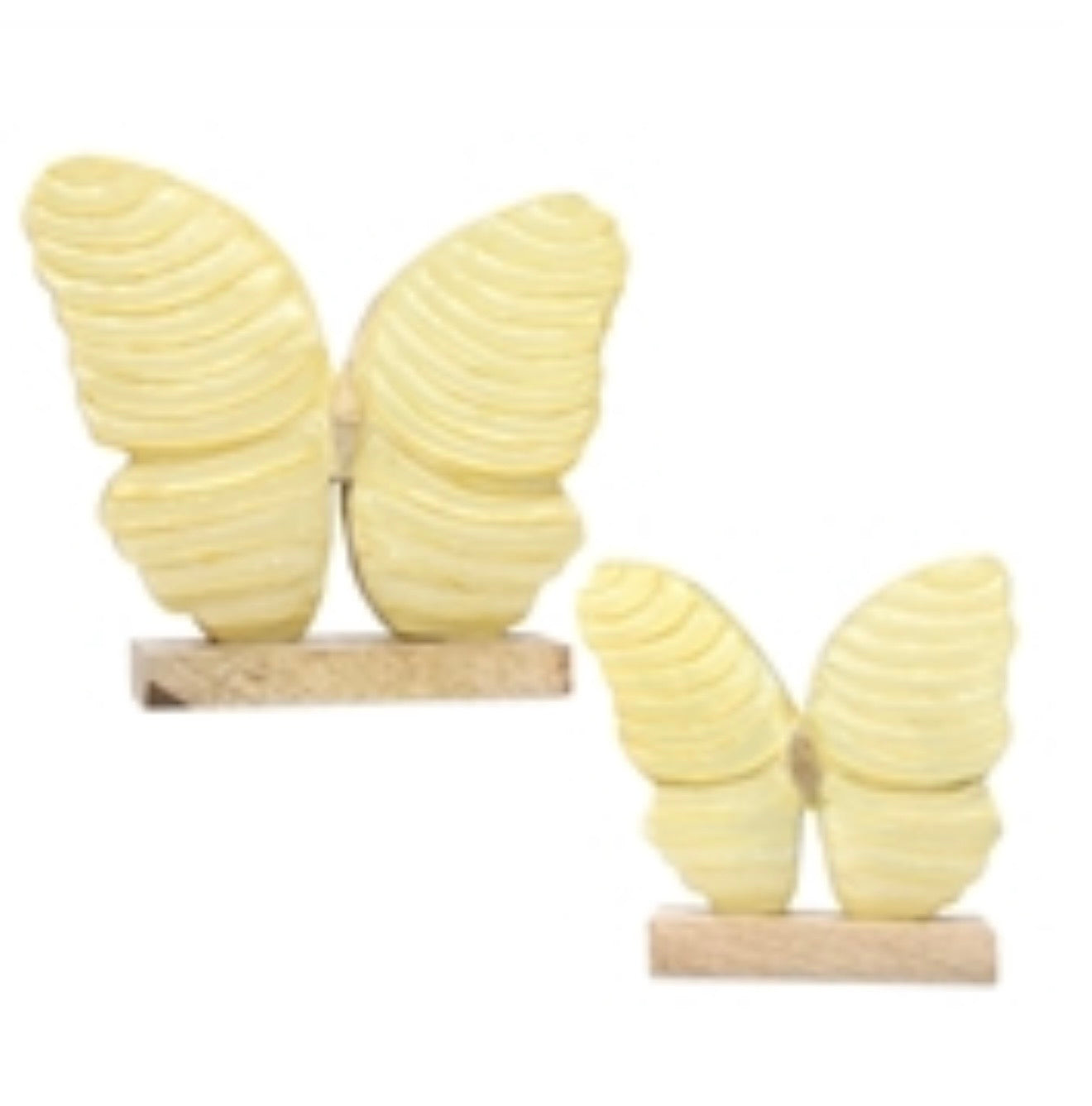 Yellow Butterfly on Wood Stand