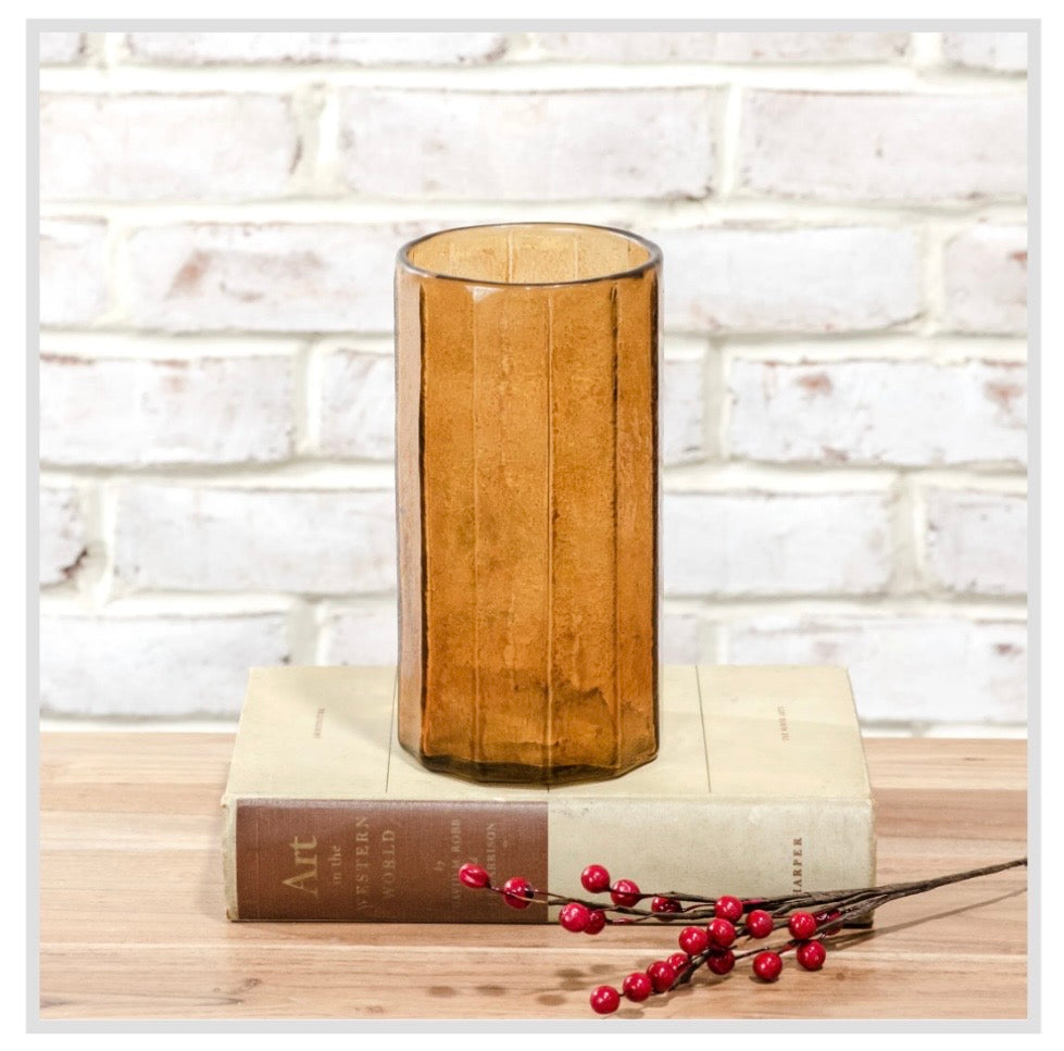 8" Amber Glass Vase