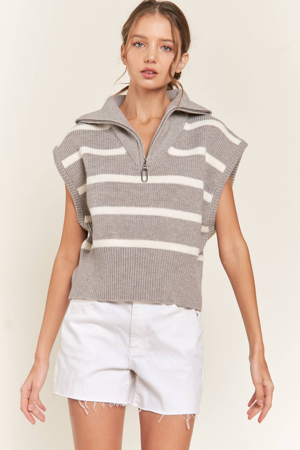 Gray Striped Sweater Vest