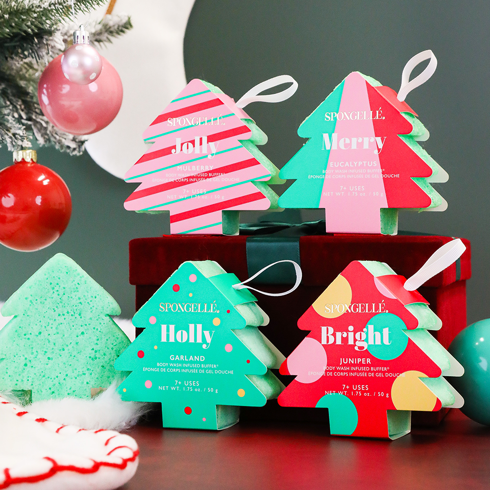 Spongelle Holiday Tree Buffer Assorted Pack - Christmas Gifts Gift Set