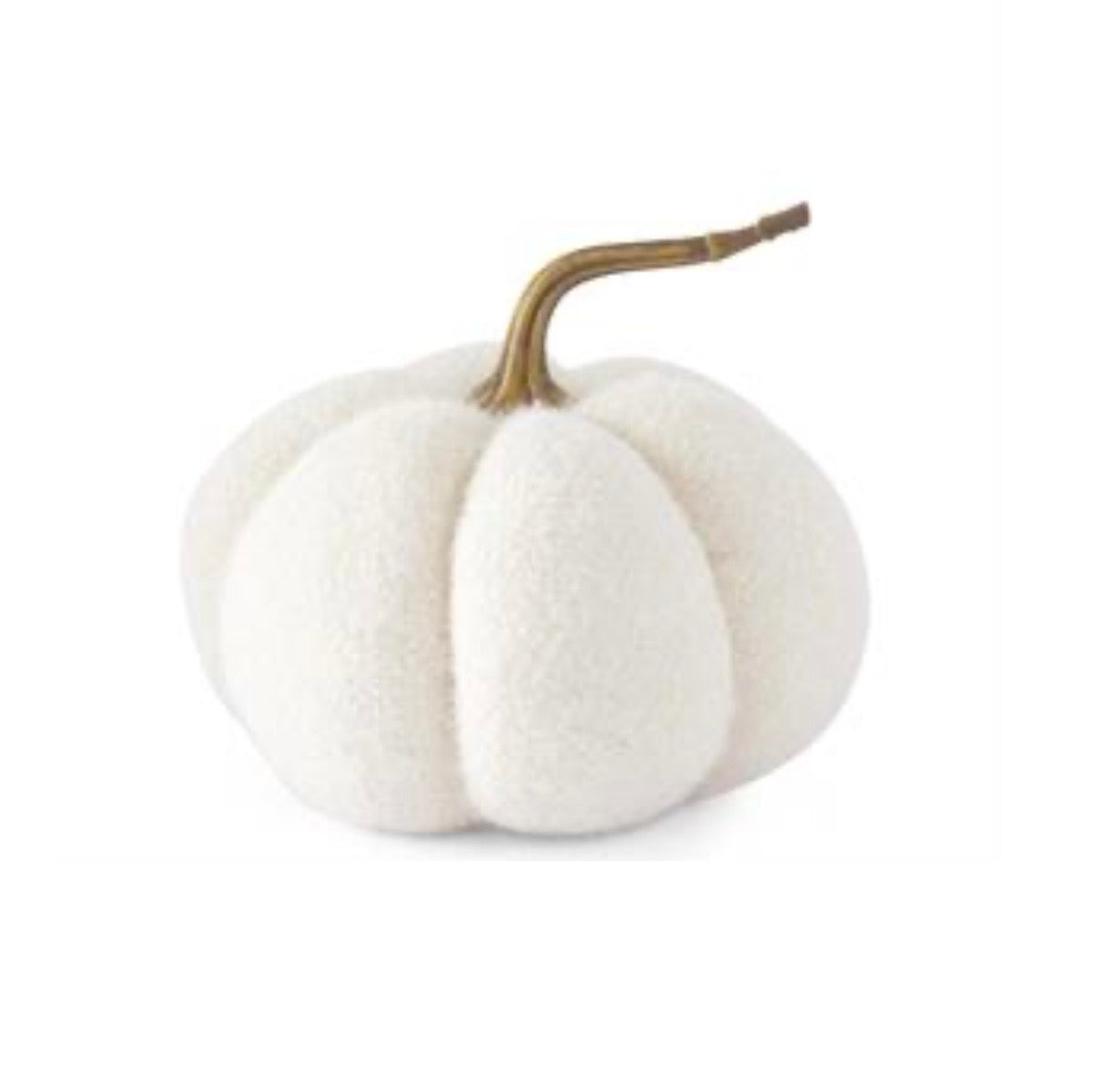 6.5" White Knit Pumpkin w/Stem