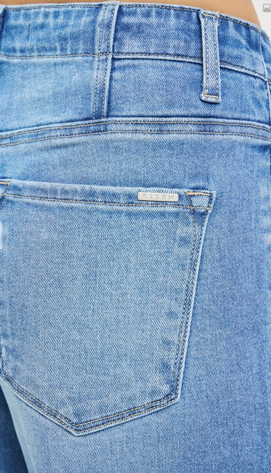 Risen High Rise Drawstring Waist Wide Jeans