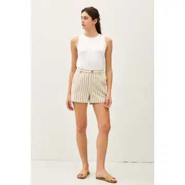 Stripe Linen Blend Shorts