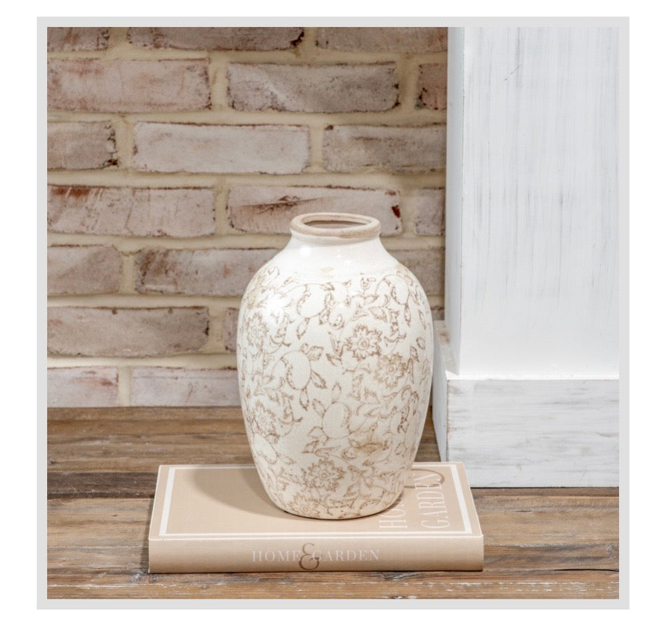 10.25" Beige Heirloom Vase