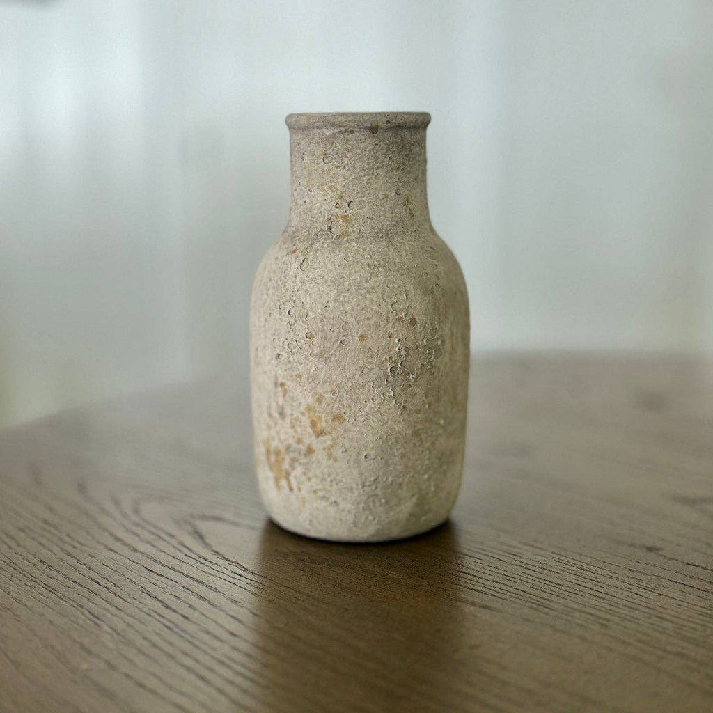 8.5" Medium Rustic Cream Vase