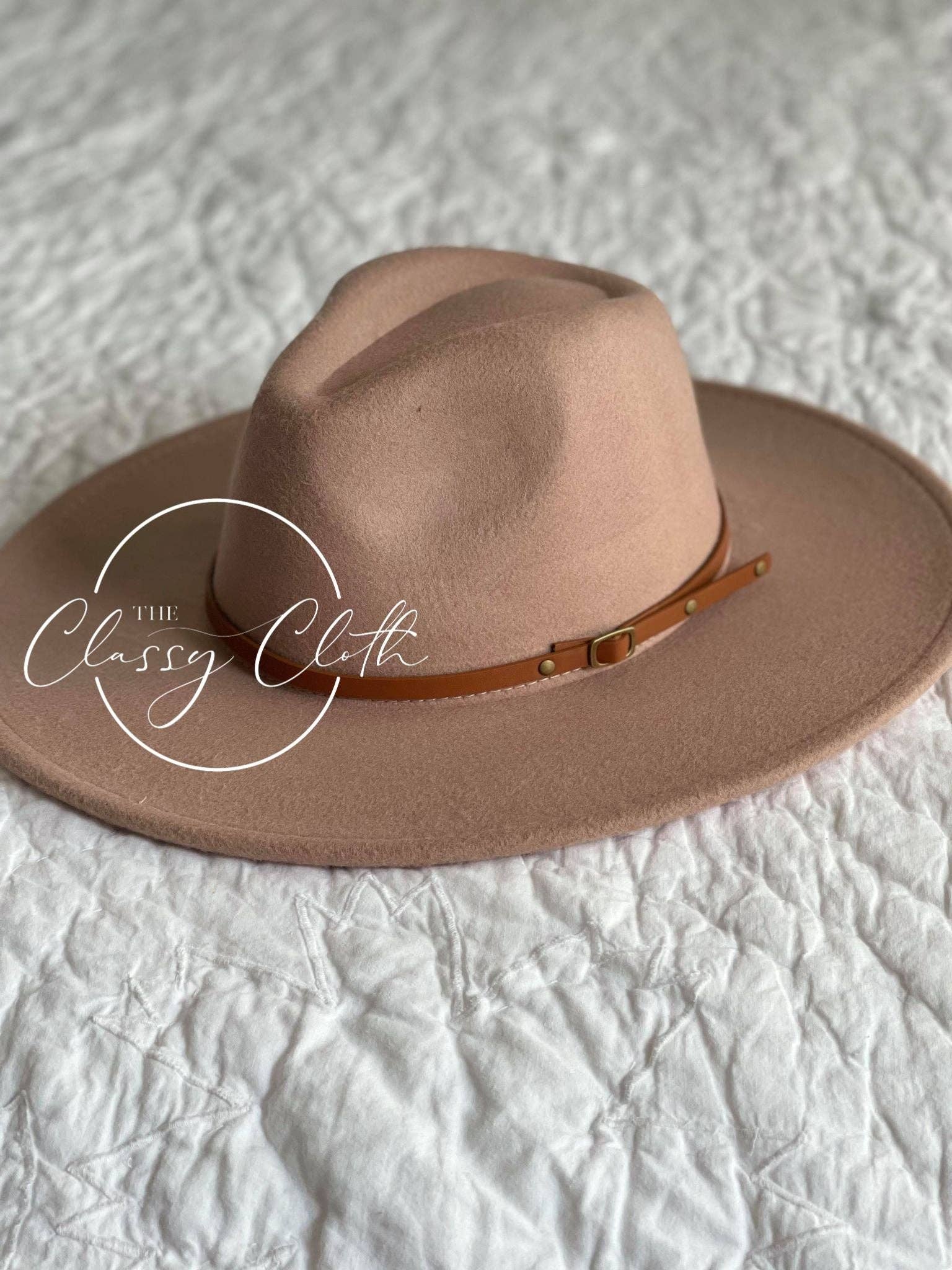 Wide Brim Hat w/ Belt - Cappuccino