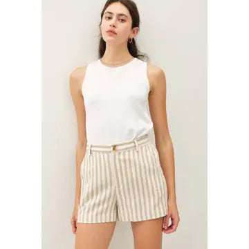 Stripe Linen Blend Shorts