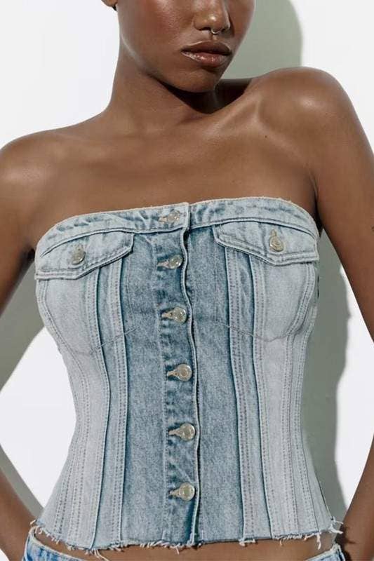 Denim tube top