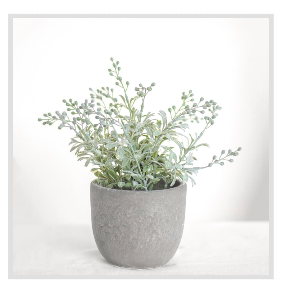 10.25" WILD FLOWERS IN CEMENT POT