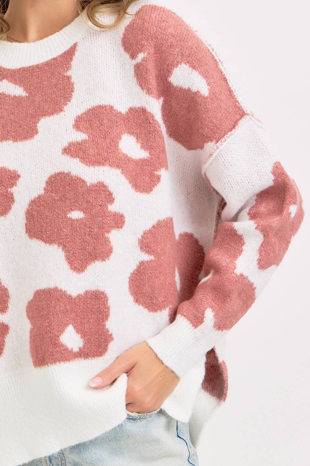 FLORAL LOOSE FIT SWEATER