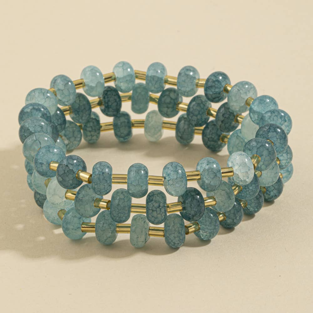 Marbled Stone Stretch Beaded Bracelet