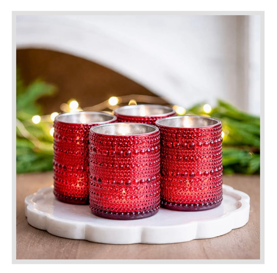 4" Red Dots Candle Holder