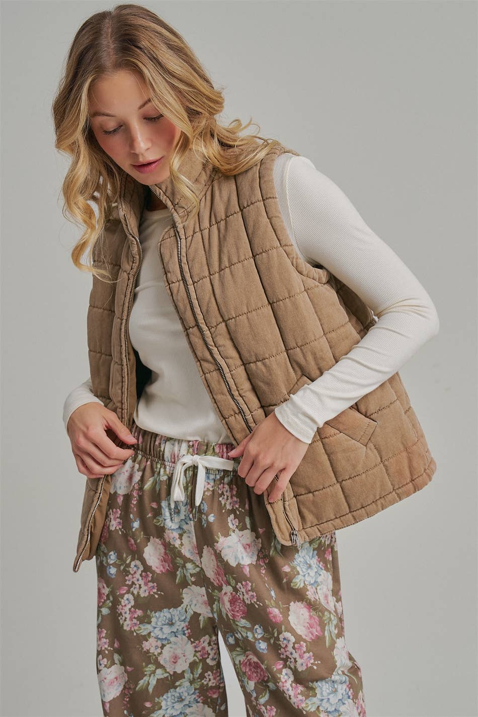 VINTAGE WASHED QUILTED PUFFER VEST