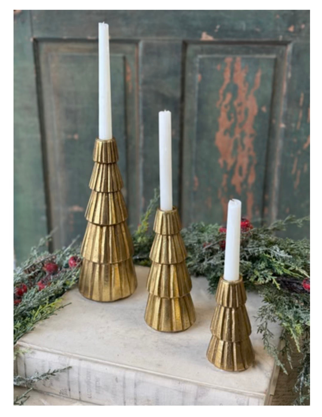 Pleated Pines Candle Holders