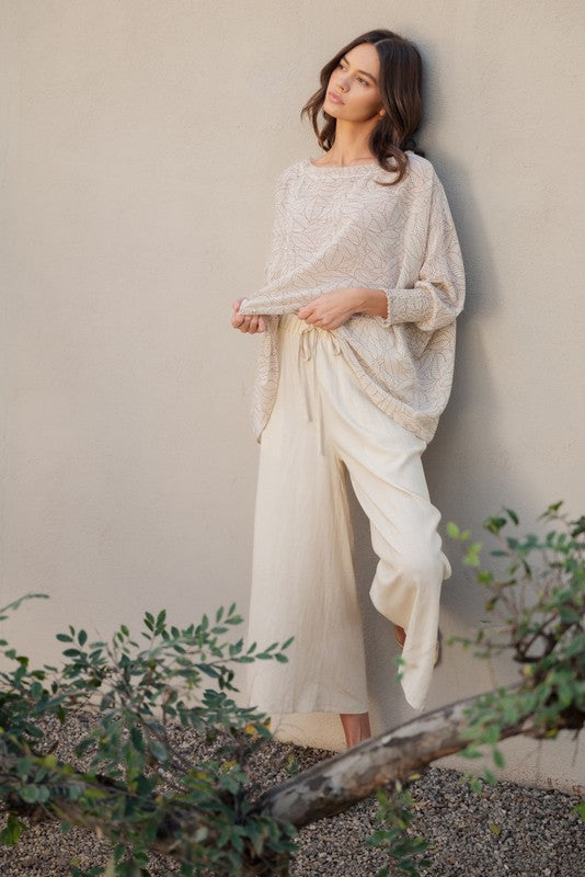 Elastic Waist Band Linen Pants
