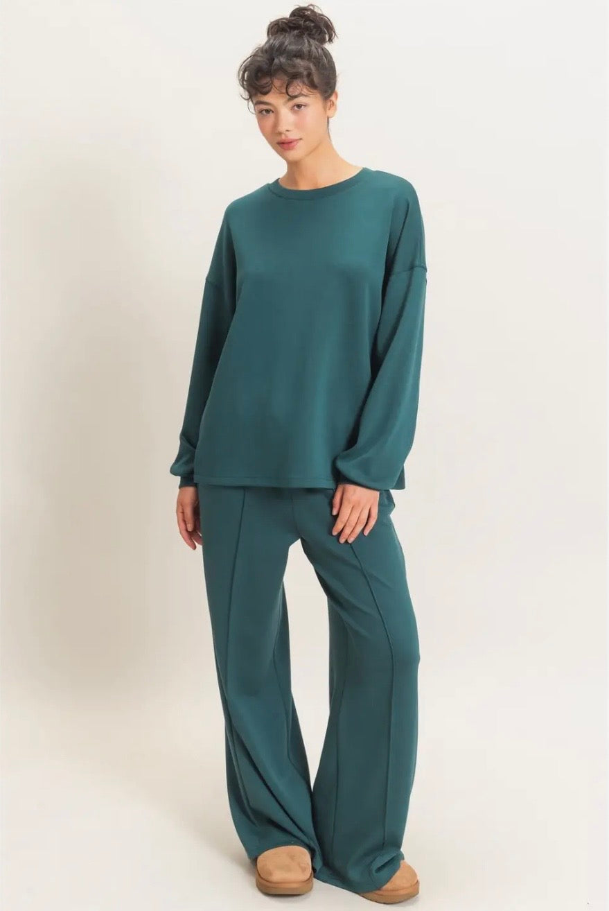Drawstring Waist Pintuck Wide Leg Pants