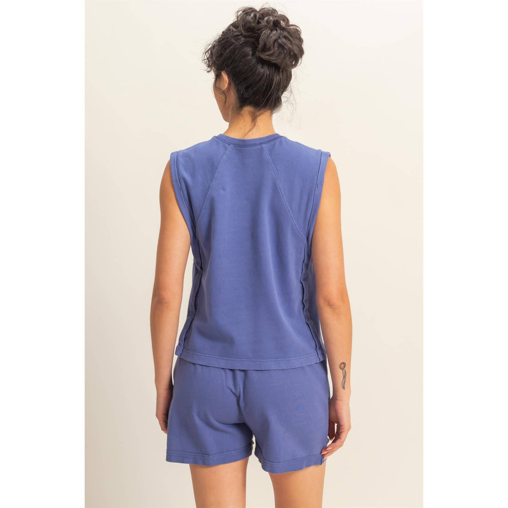 Round Neck Sleeveless Boxy Top