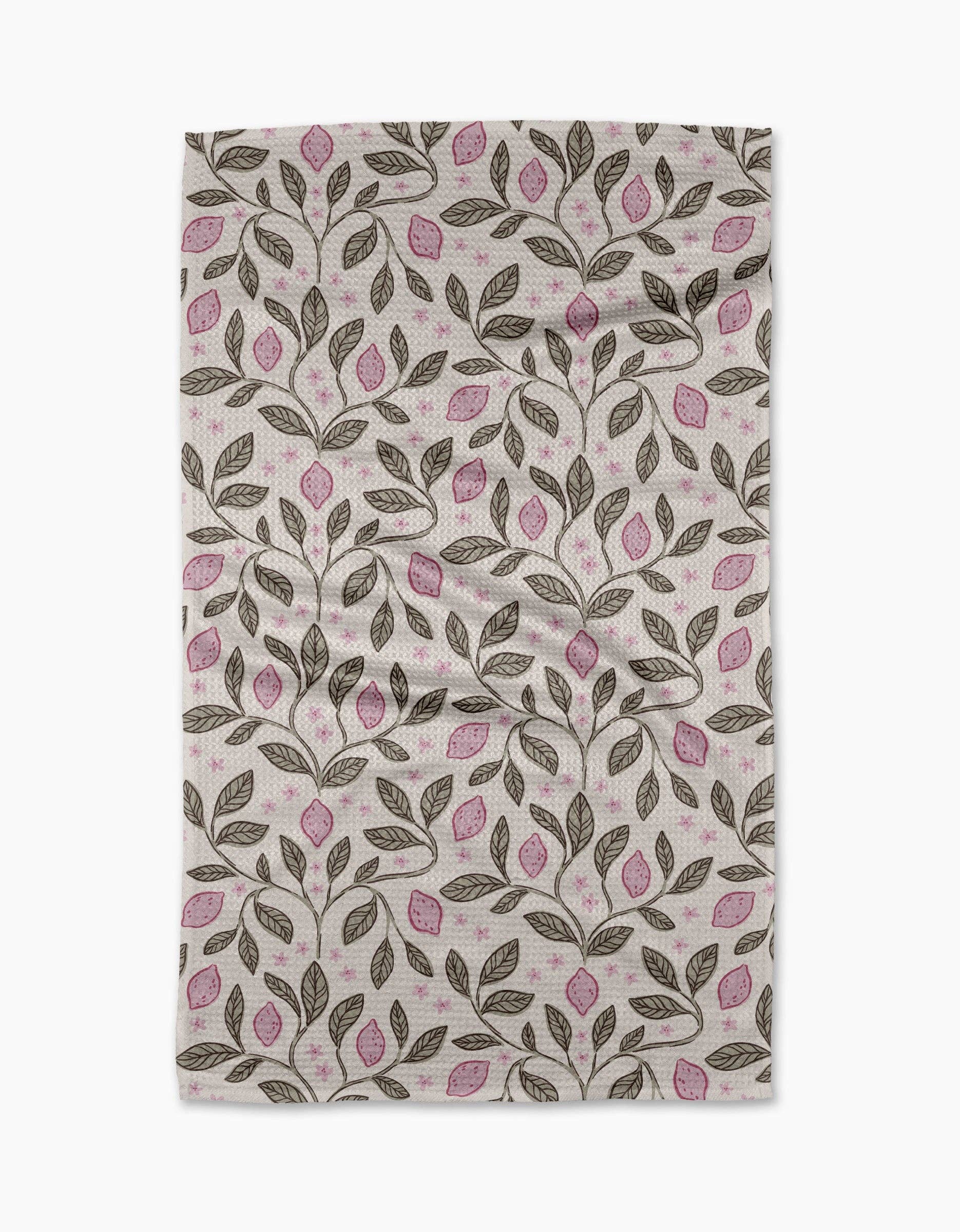 Pink Summer Lemons Tea Towel