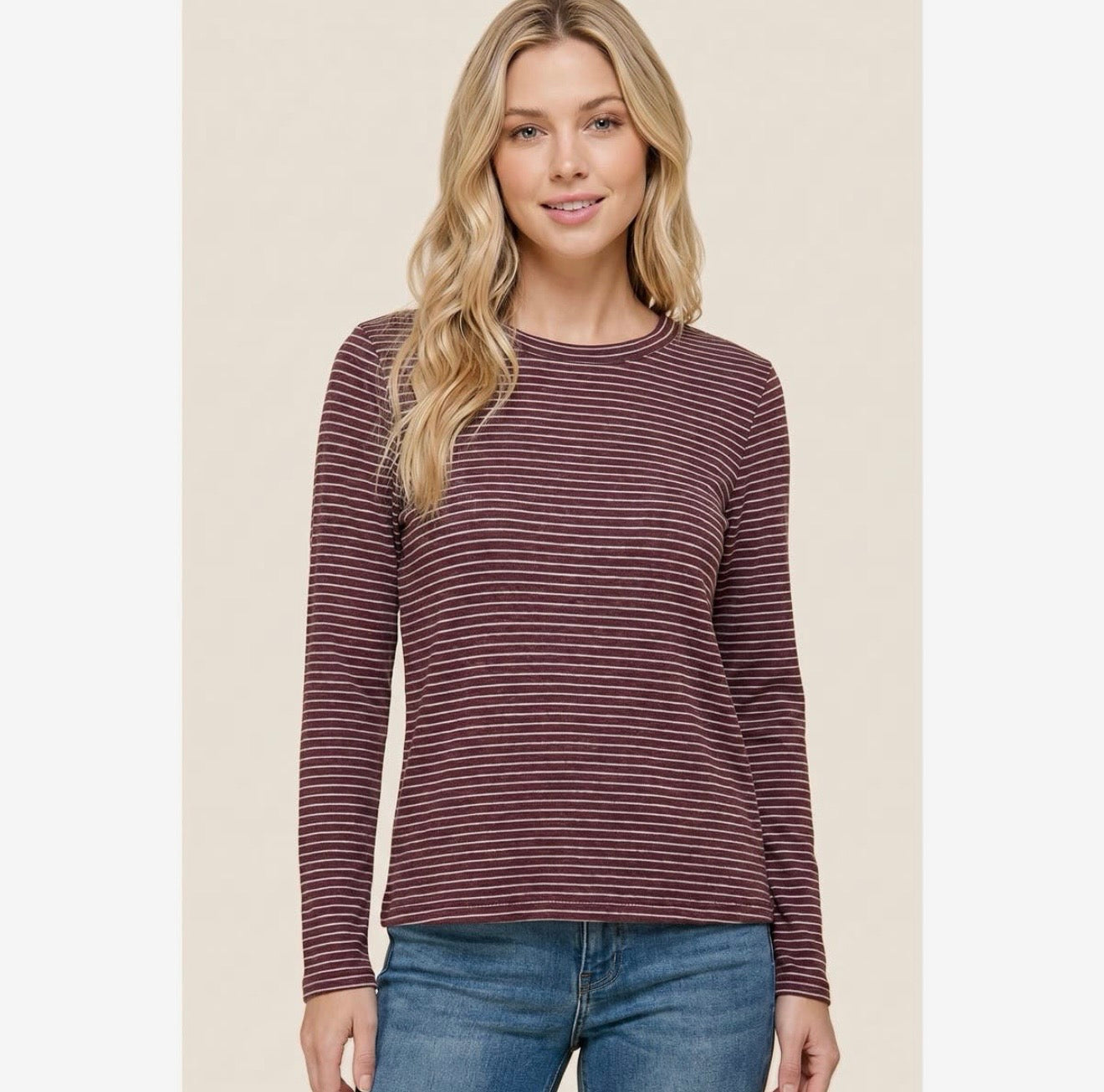 Crewneck Striped Jersey Top