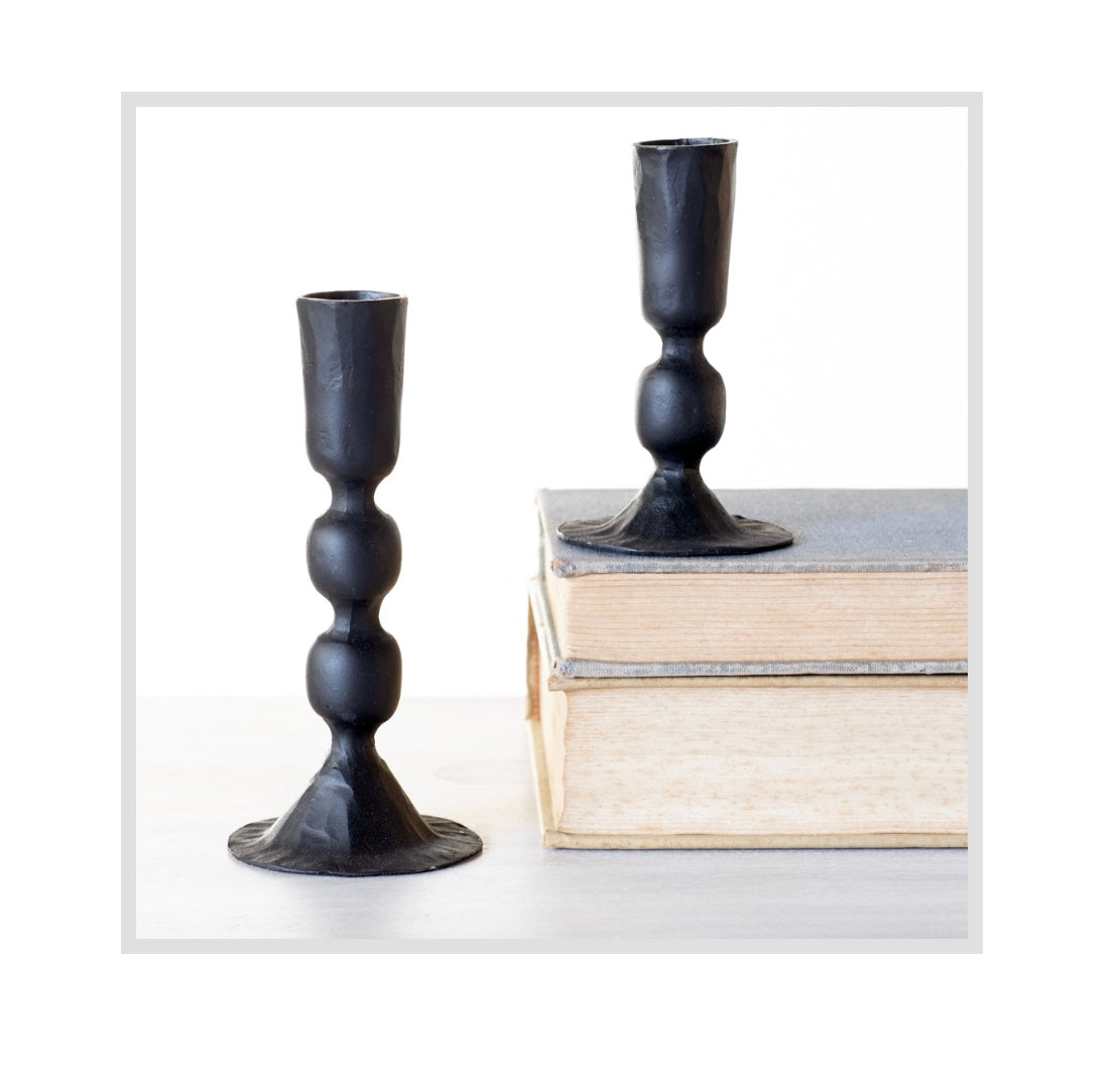 LG BLK CANDLE HOLDERS