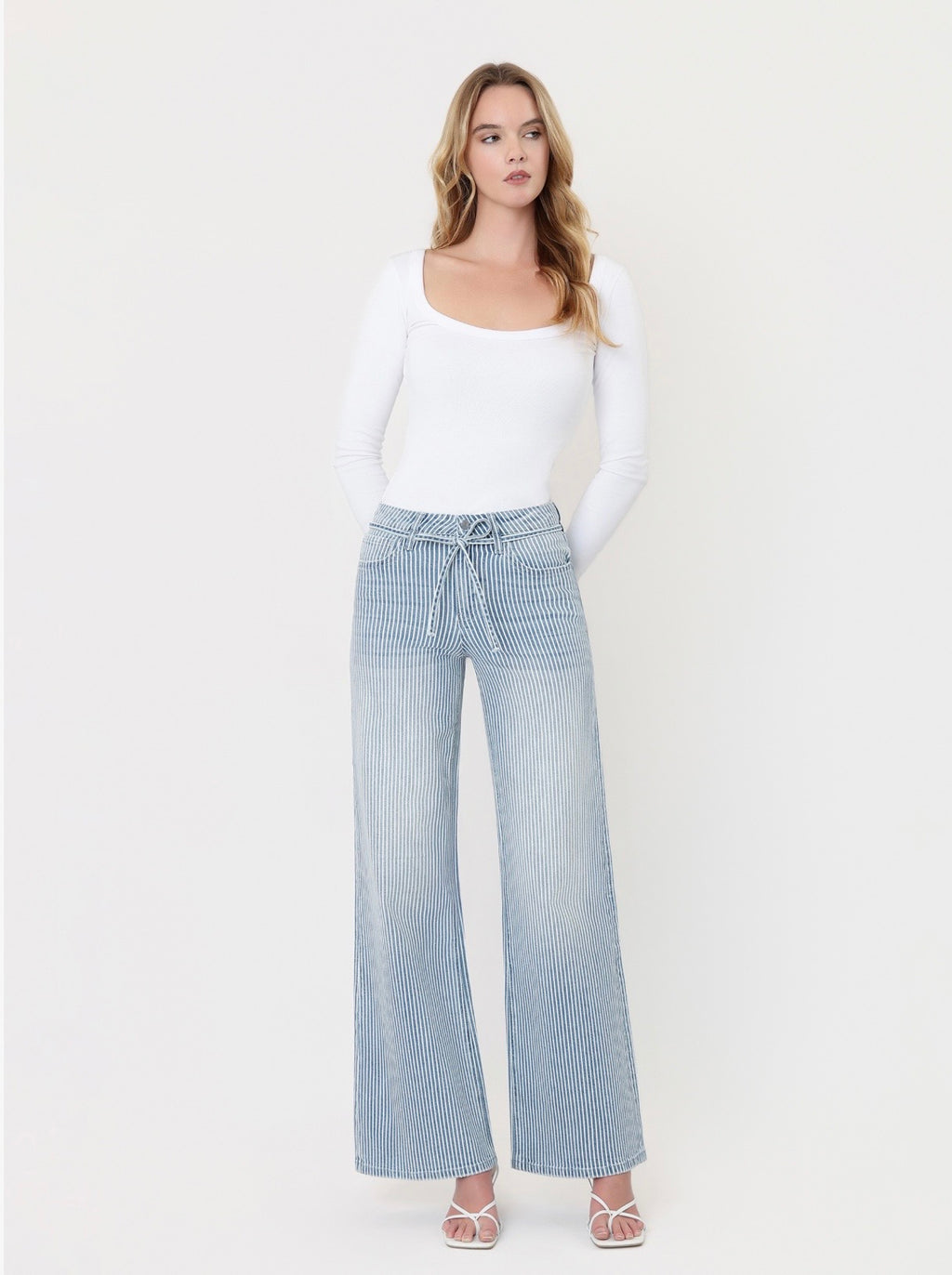 Vervet Stripe Drawstring Waistband Jeans