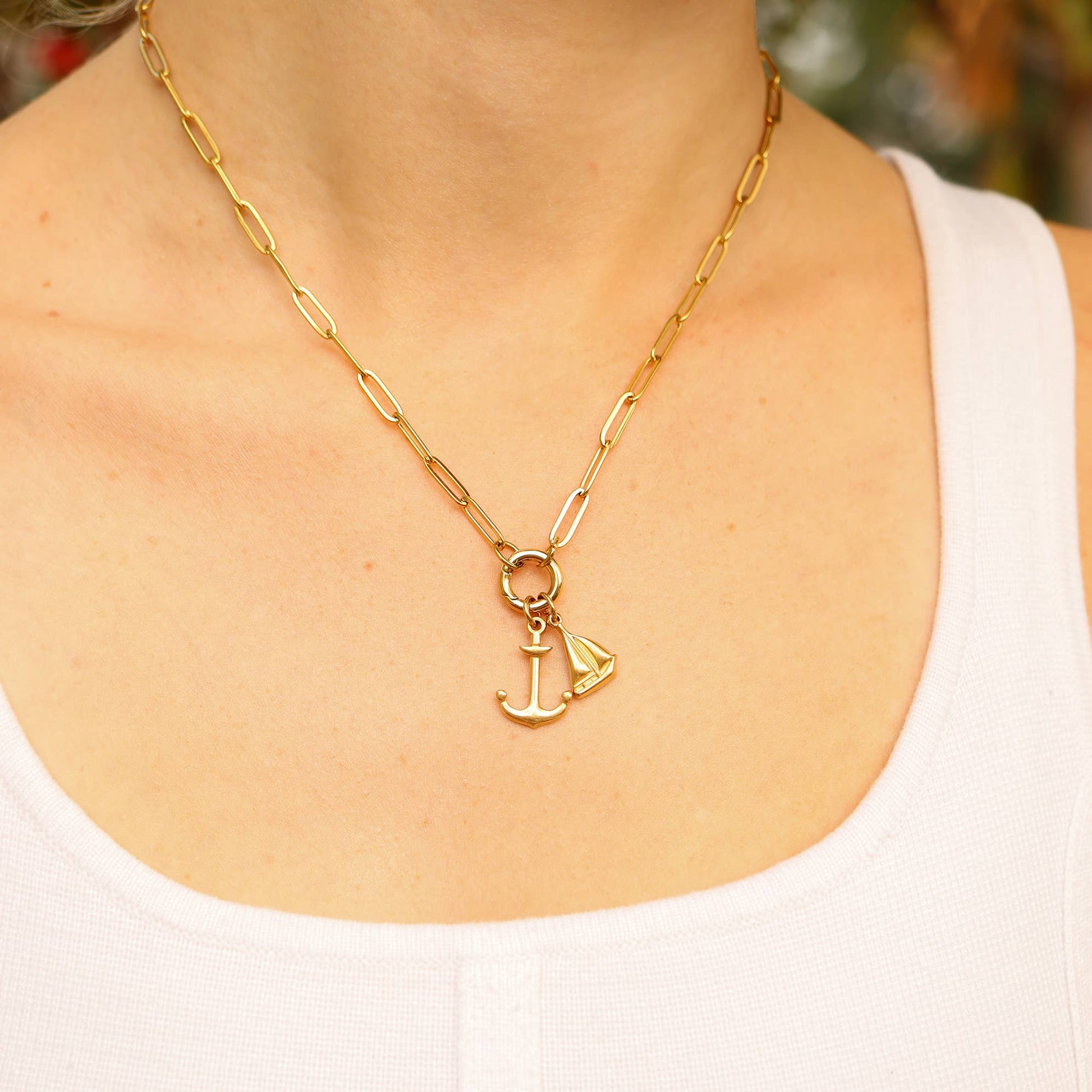 Stainless Steel Paperclip Charm Keeper Necklace: Stainless / 20"+2"