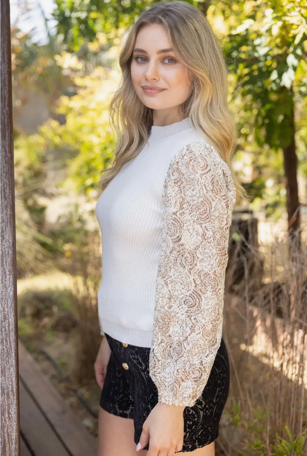 Floral Lace Long Sleeve Sweater