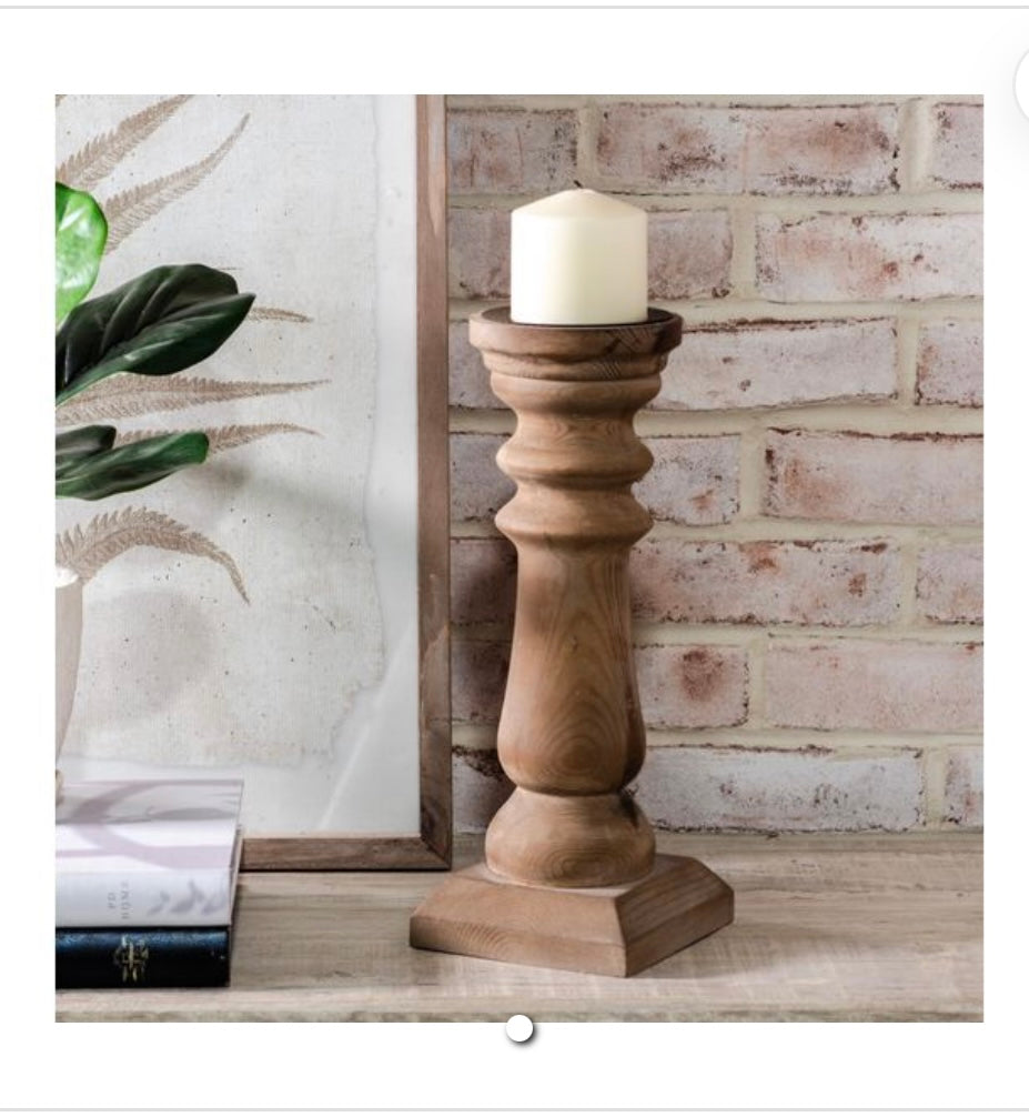 14" WOOD CANDLE HOLDER