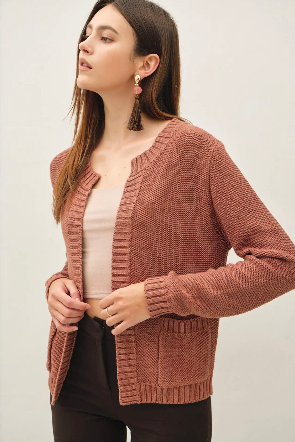 Curvy Open Cardigan with Pockets