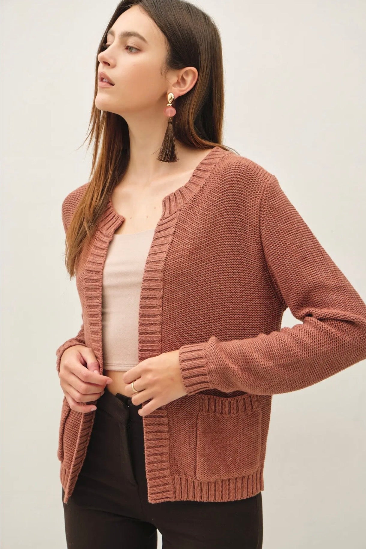 Curvy Open Cardigan with Pockets