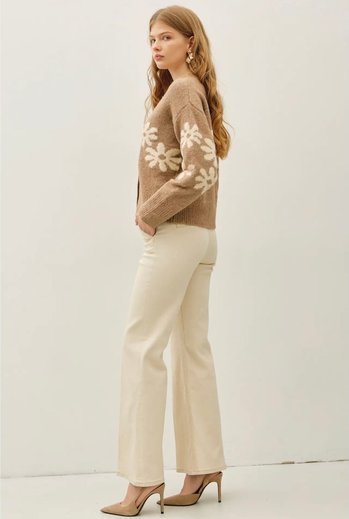 Wool Blend Floral Cardigan