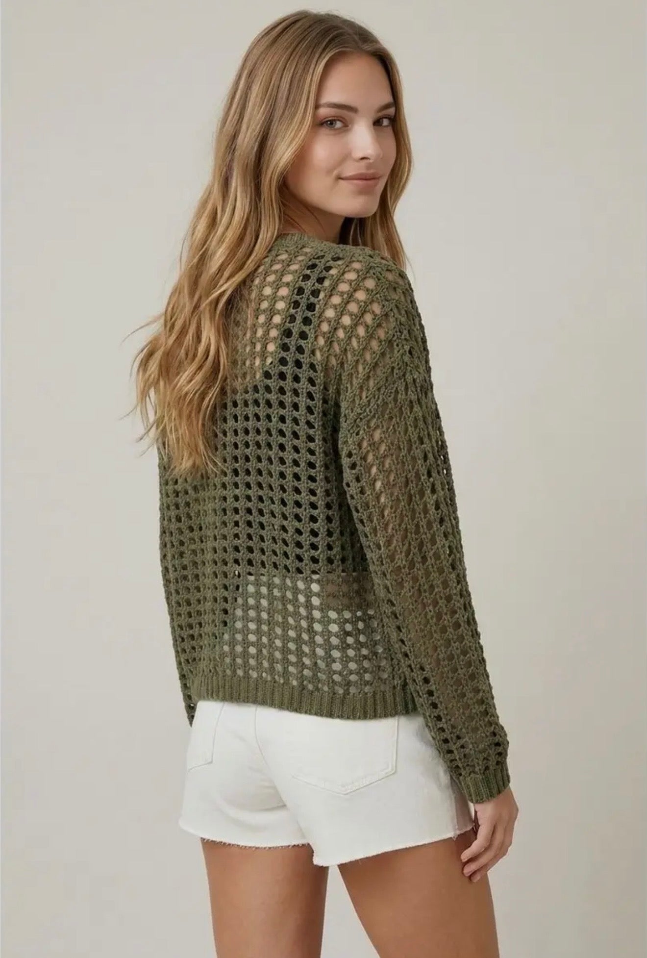 Crochet Fishnet Open Cardigan