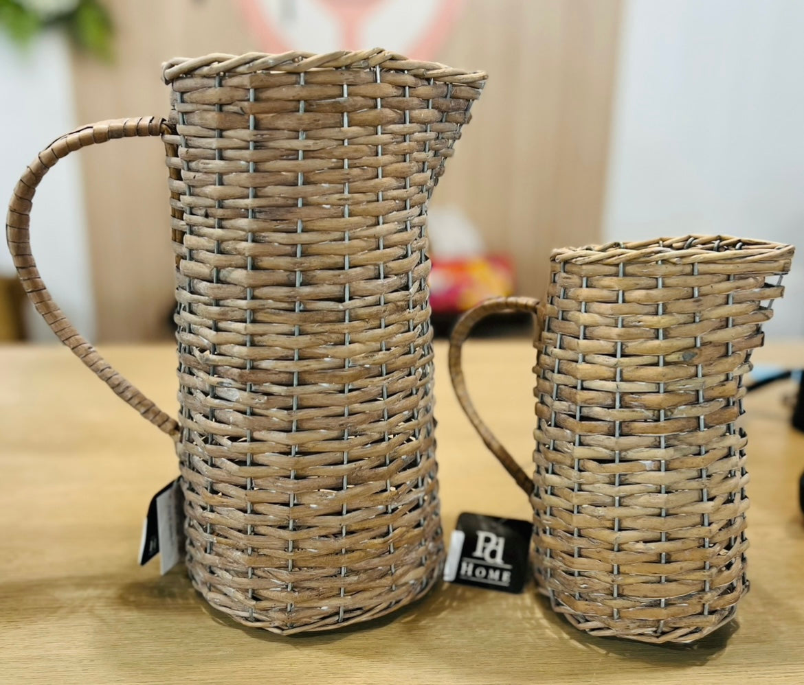 8" WICKER PITCHER VASE
