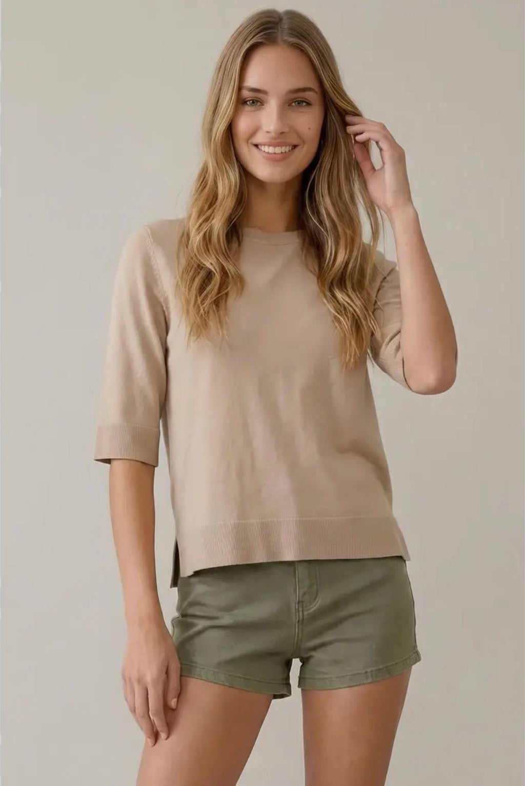 Elbow Sleeve Knit Top