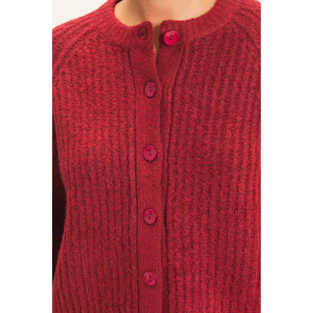 Ribbed Button Front Cardigan