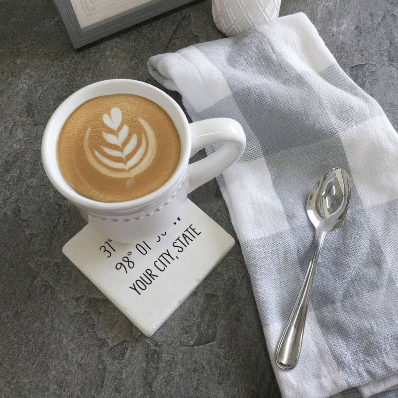 Custom City State Coordinates Coaster
