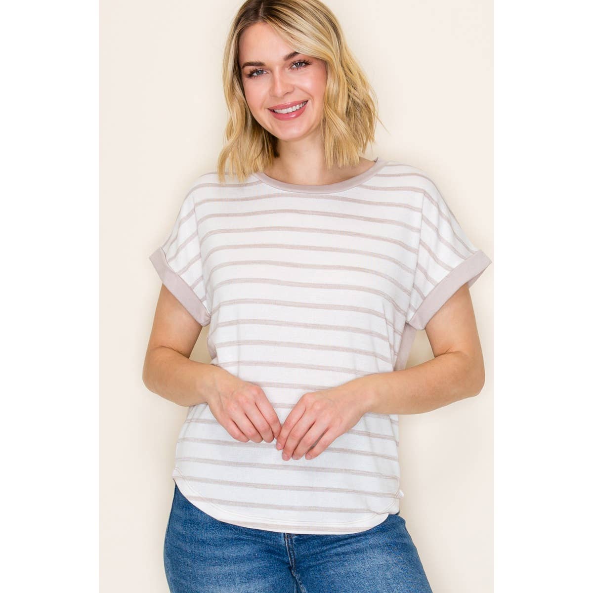 SHORT SLEEVE STRIPED TOP