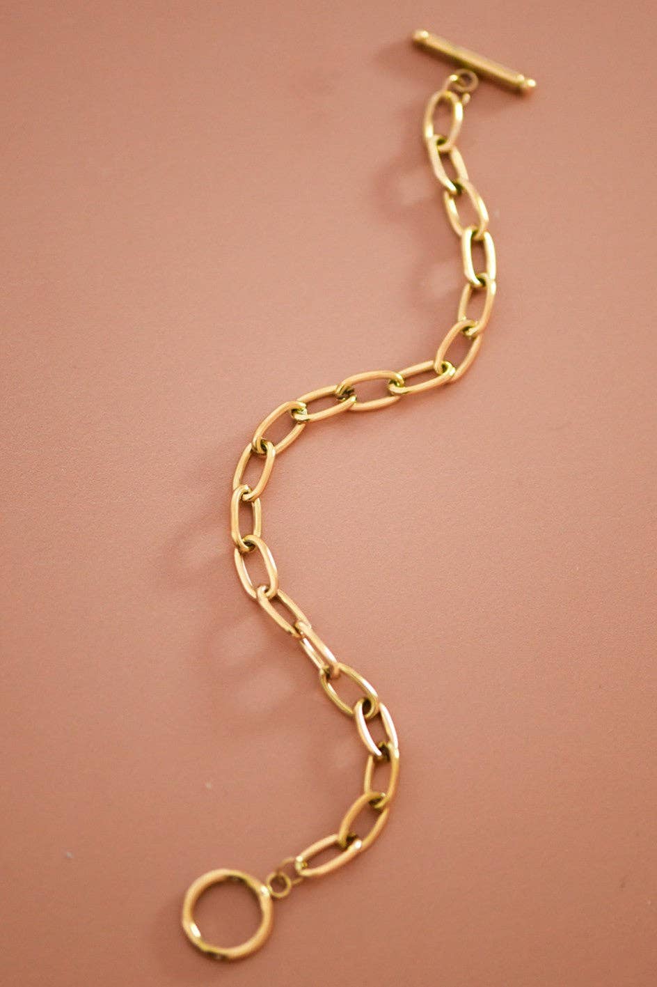18K Gold Plated Paperclip Chain Stainless Steel Bracelet