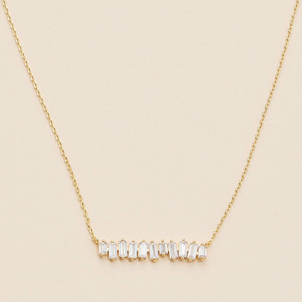 Gold Dipped Baguette Bar Necklace