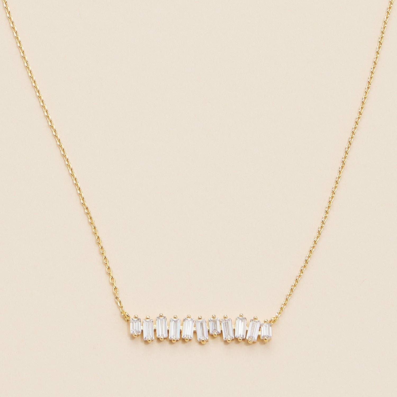 Gold Dipped Baguette Bar Necklace