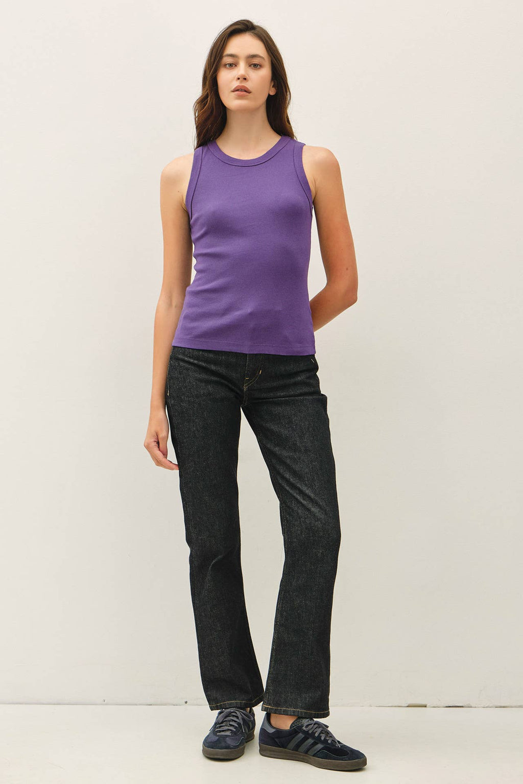 COTTON GARMENT DYED ROUND NECK TANK