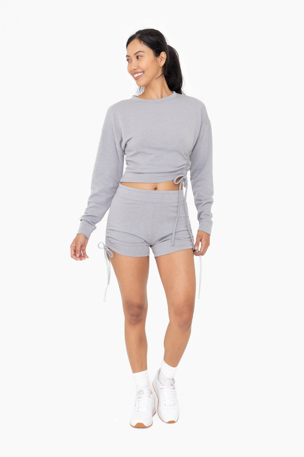 Fleece Side Cinch Crewneck Top