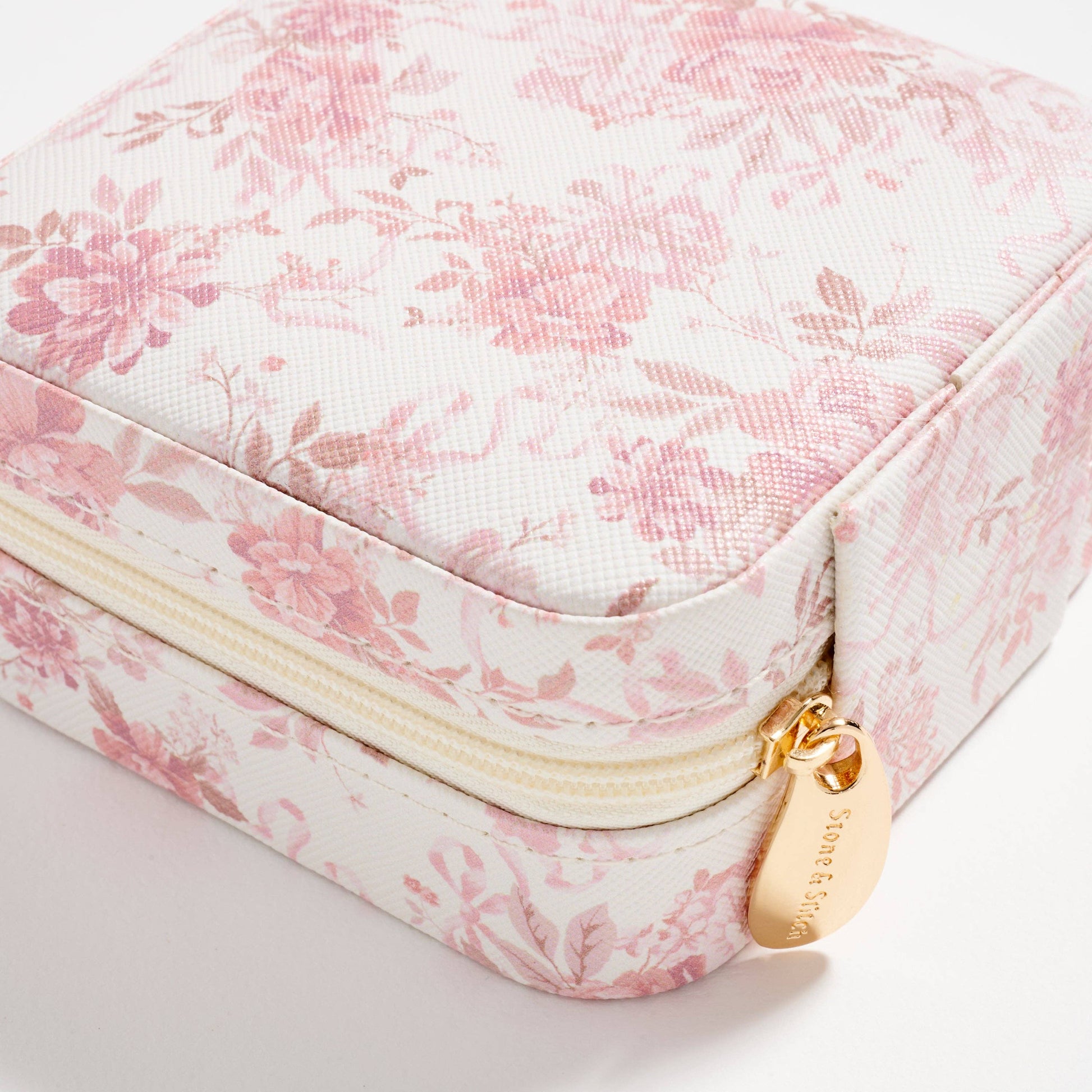 Floral Travel Jewelry Box with Mirror – Compact Organizer for Rings, Earrings & Necklaces