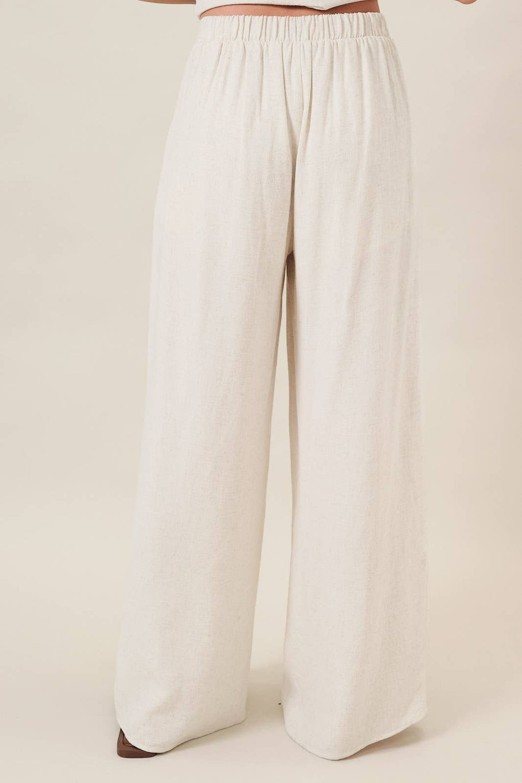 PLEATED DETAIL WIDE LEG LINEN PANTS