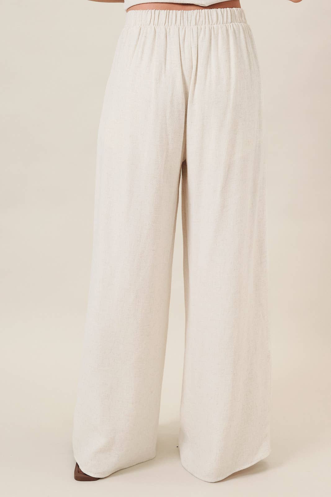 PLEATED DETAIL WIDE LEG LINEN PANTS