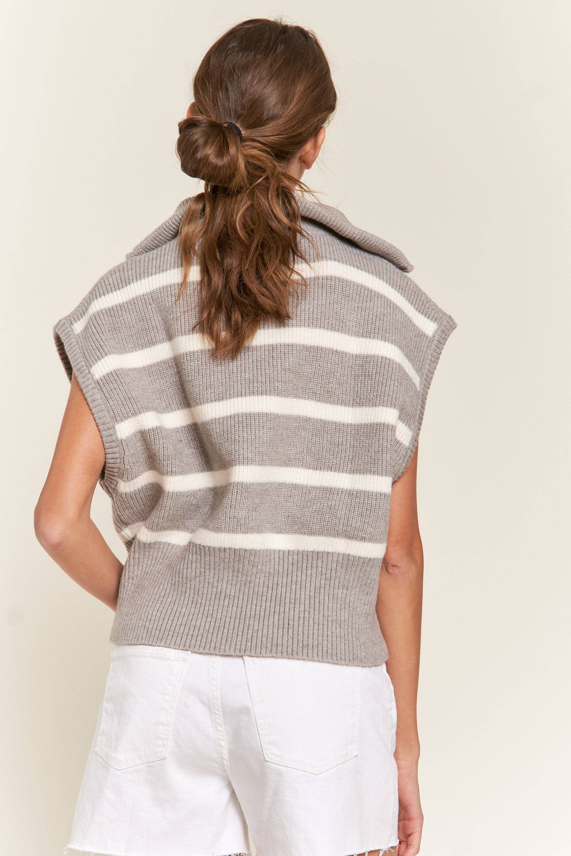 Gray Striped Sweater Vest